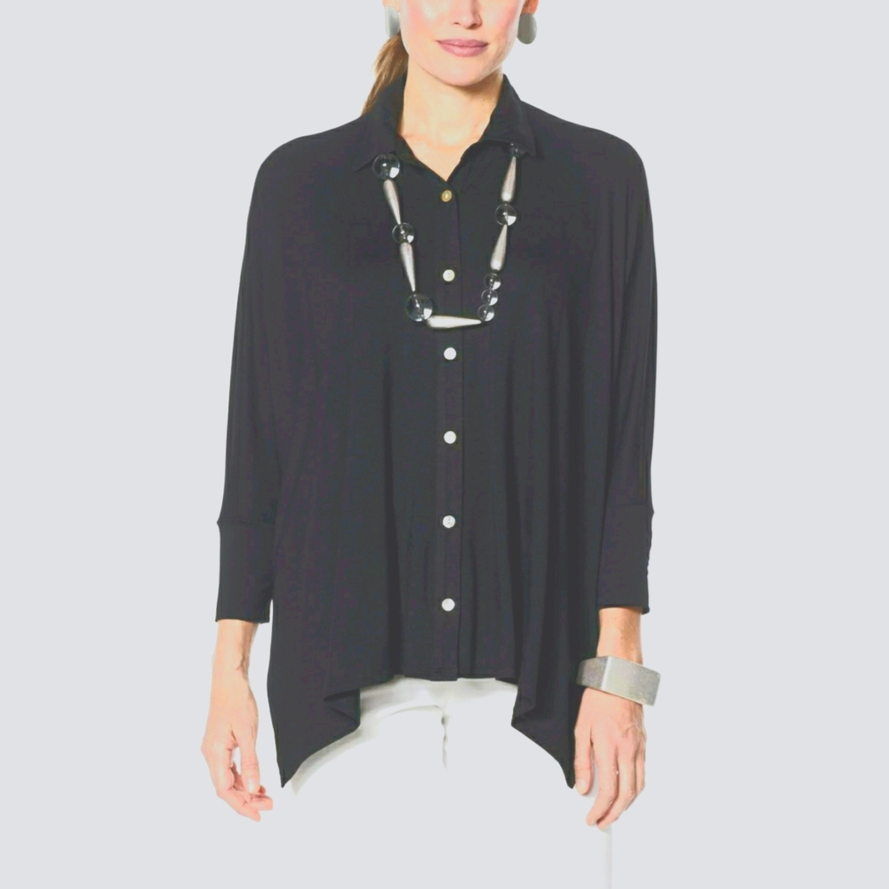 Marla Wynne Deep Navy Button Down Blouse